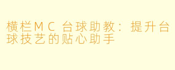 横栏MC台球助教：提升台球技艺的贴心助手