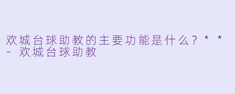 欢城台球助教的主要功能是什么？**
