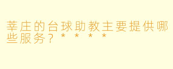 莘庄的台球助教主要提供哪些服务？****