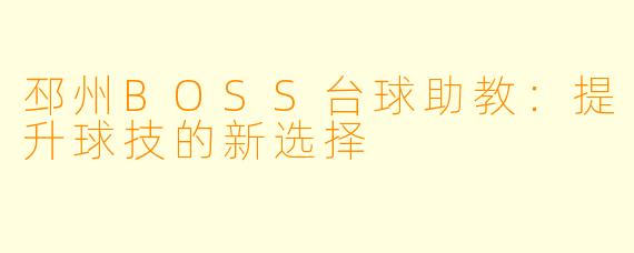 邳州BOSS台球助教：提升球技的新选择