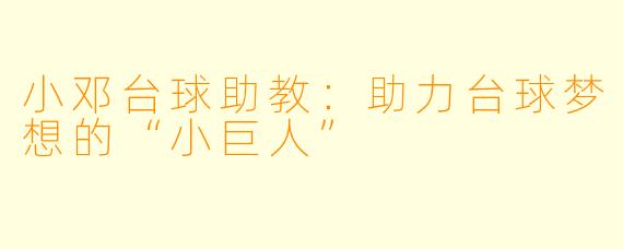 小邓台球助教：助力台球梦想的“小巨人”