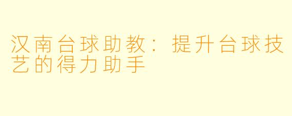 汉南台球助教：提升台球技艺的得力助手
