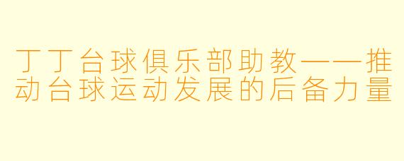 丁丁台球俱乐部助教——推动台球运动发展的后备力量