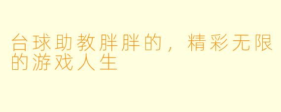 台球助教胖胖的，精彩无限的游戏人生