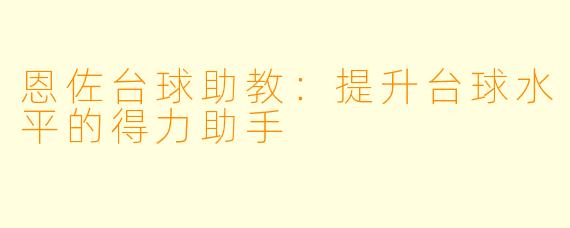 恩佐台球助教:提升台球水平的得力助手