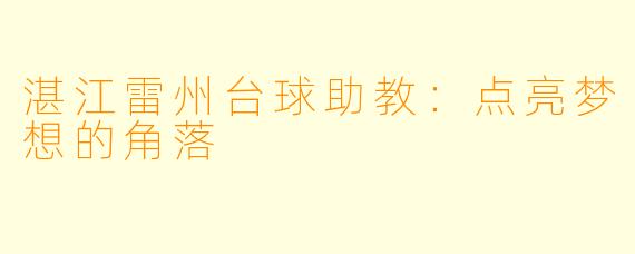 湛江雷州台球助教：点亮梦想的角落