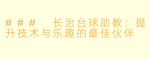 ### 长治台球助教:提升技术与乐趣的最佳伙伴