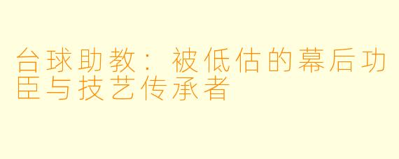 台球助教：被低估的幕后功臣与技艺传承者