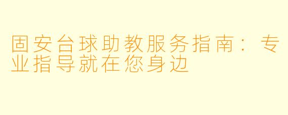 固安台球助教服务指南:专业指导就在您身边