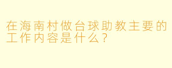 在海南村做台球助教主要的工作内容是什么?