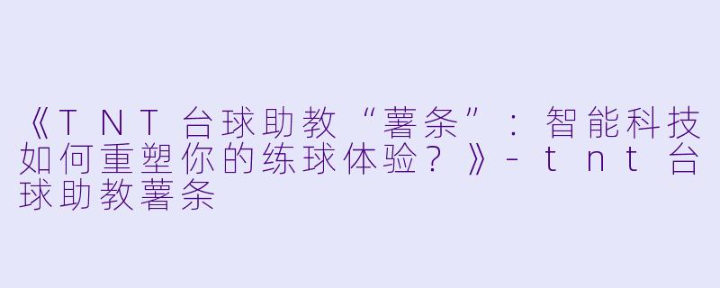 《TNT台球助教“薯条”:智能科技如何重塑你的练球体验?》