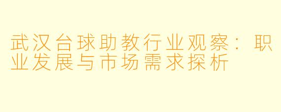 武汉台球助教行业观察：职业发展与市场需求探析