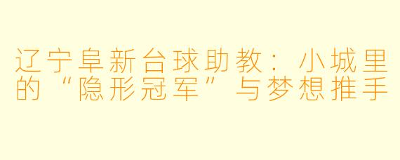 辽宁阜新台球助教：小城里的“隐形冠军”与梦想推手