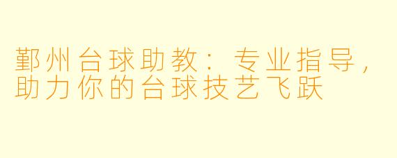鄞州台球助教：专业指导，助力你的台球技艺飞跃