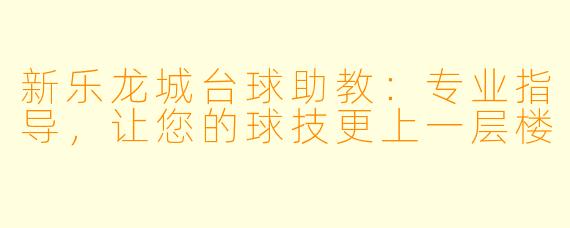 新乐龙城台球助教：专业指导，让您的球技更上一层楼