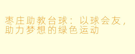 枣庄助教台球：以球会友，助力梦想的绿色运动