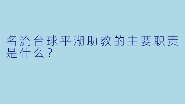 名流台球平湖助教的主要职责是什么？