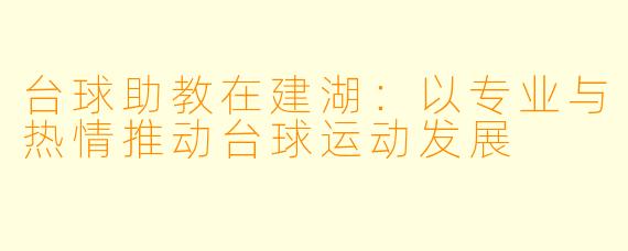 台球助教在建湖:以专业与热情推动台球运动发展