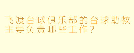 飞渡台球俱乐部的台球助教主要负责哪些工作？
