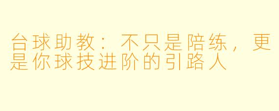 台球助教:不只是陪练,更是你球技进阶的引路人