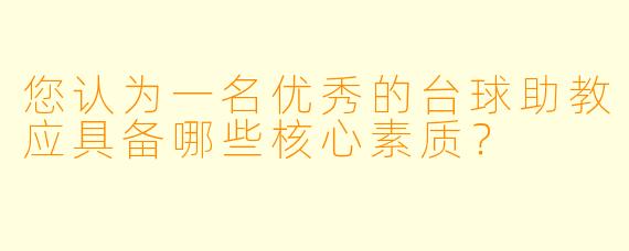 您认为一名优秀的台球助教应具备哪些核心素质？