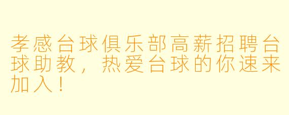 孝感台球俱乐部高薪招聘台球助教,热爱台球的你速来加入!