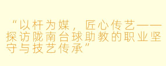 “以杆为媒，匠心传艺——探访陇南台球助教的职业坚守与技艺传承”