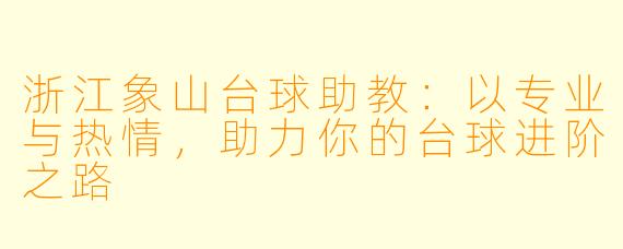 浙江象山台球助教：以专业与热情，助力你的台球进阶之路