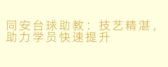 同安台球助教：技艺精湛，助力学员快速提升