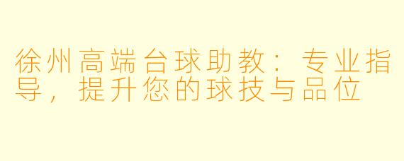 徐州高端台球助教：专业指导，提升您的球技与品位