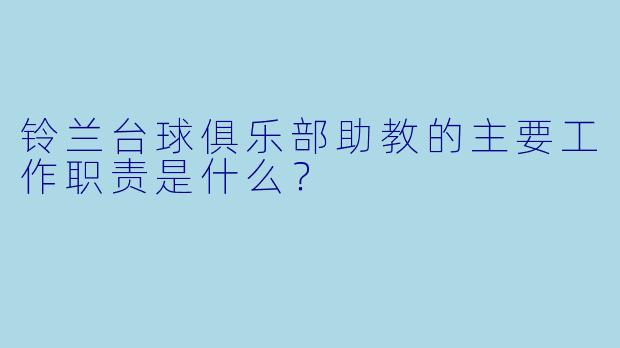 铃兰台球俱乐部助教的主要工作职责是什么？