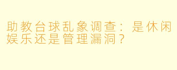 助教台球乱象调查：是休闲娱乐还是管理漏洞？