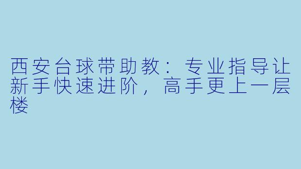 西安台球带助教：专业指导让新手快速进阶，高手更上一层楼