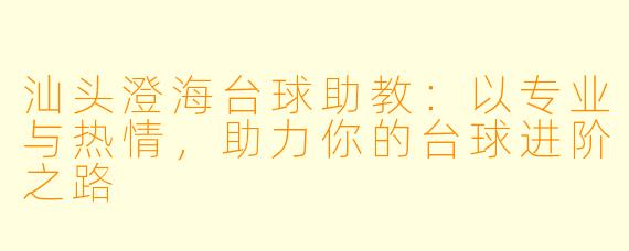 汕头澄海台球助教：以专业与热情，助力你的台球进阶之路