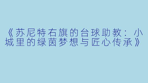 《苏尼特右旗的台球助教：小城里的绿茵梦想与匠心传承》
