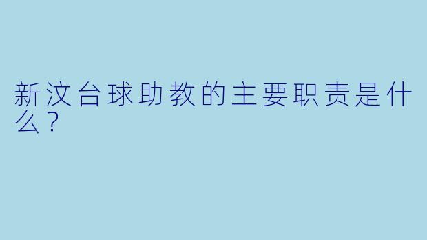 新汶台球助教的主要职责是什么？
