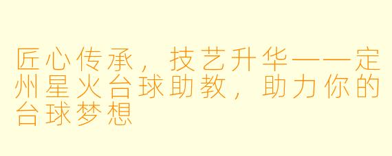 匠心传承，技艺升华——定州星火台球助教，助力你的台球梦想