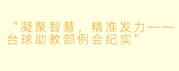 “凝聚智慧，精准发力——台球助教部例会纪实”