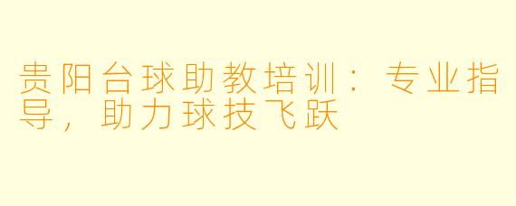 贵阳台球助教培训：专业指导，助力球技飞跃