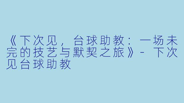 《下次见，台球助教：一场未完的技艺与默契之旅》-下次见台球助教