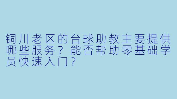 铜川老区的台球助教主要提供哪些服务？能否帮助零基础学员快速入门？