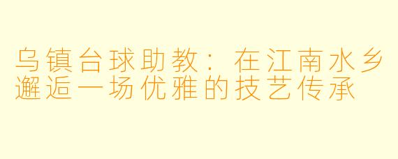 乌镇台球助教：在江南水乡邂逅一场优雅的技艺传承