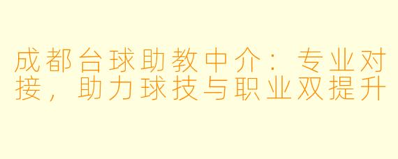 成都台球助教中介：专业对接，助力球技与职业双提升