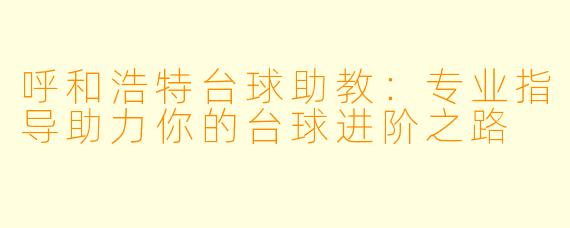 呼和浩特台球助教：专业指导助力你的台球进阶之路