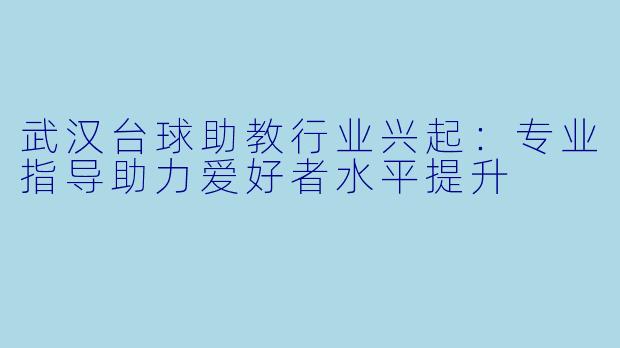 武汉台球助教行业兴起：专业指导助力爱好者水平提升