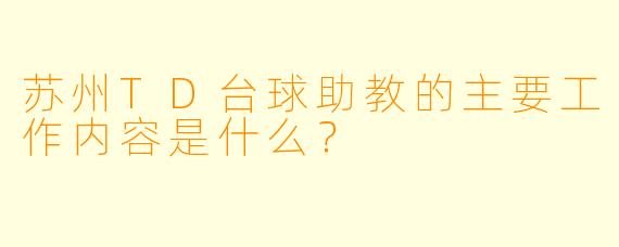 苏州TD台球助教的主要工作内容是什么？