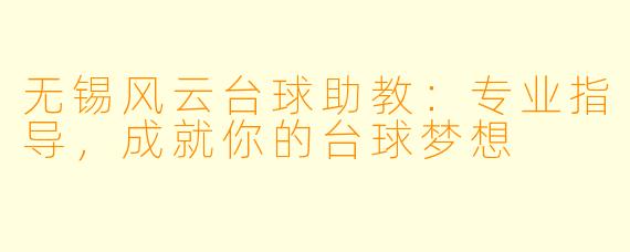 无锡风云台球助教：专业指导，成就你的台球梦想