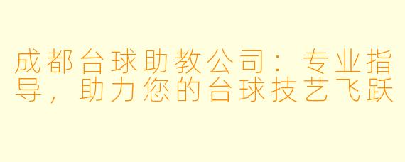 成都台球助教公司：专业指导，助力您的台球技艺飞跃