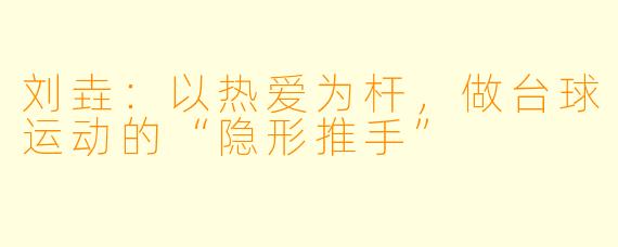 刘垚：以热爱为杆，做台球运动的“隐形推手”