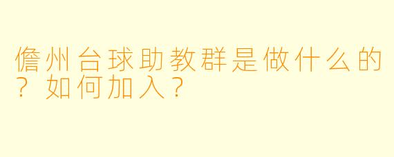 儋州台球助教群是做什么的?如何加入?
